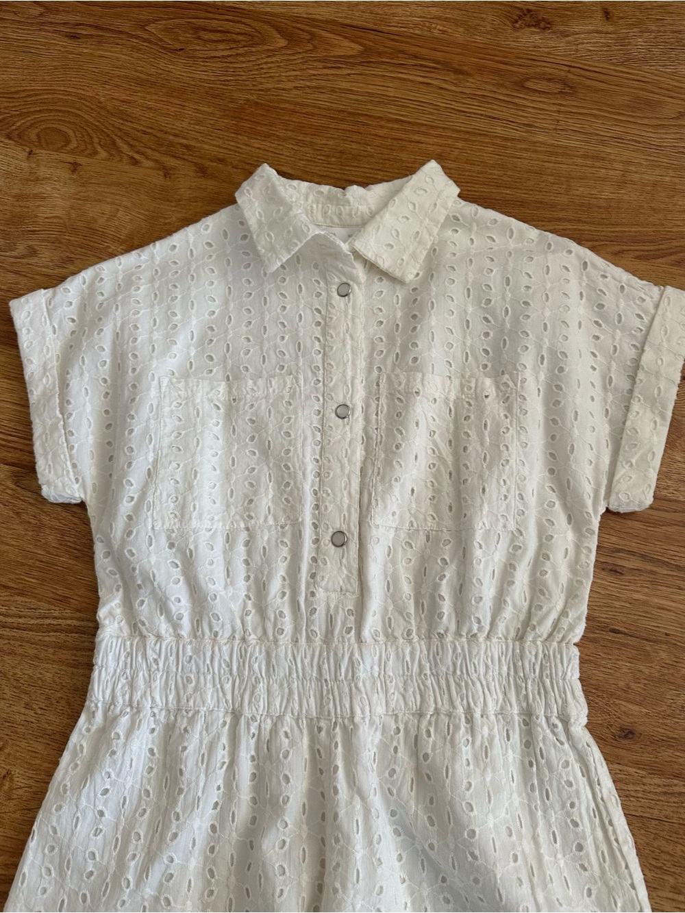 Zara Girl’s White Eyelet Cotton Romper 11-12 Years - Picture 2 of 4
